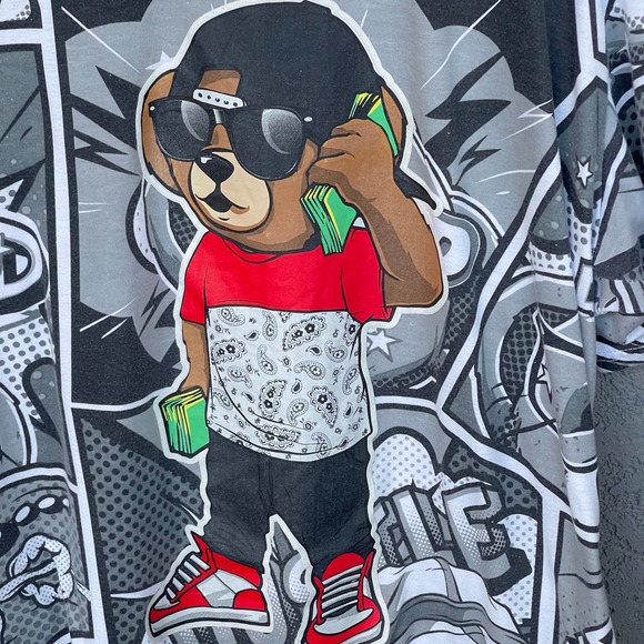 Hustle Shirt Mens 2X XXL Bailey Bear Streetwear AOP Drip Streetwear - Picture 3 of 8